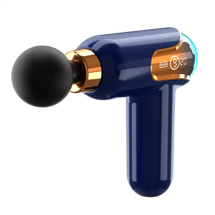 LC002 Deep Blue Portable Massage Gun - Deep Tissue Muscle Massager with 4 Heads and 9 Speed Settings EZMUSCLE