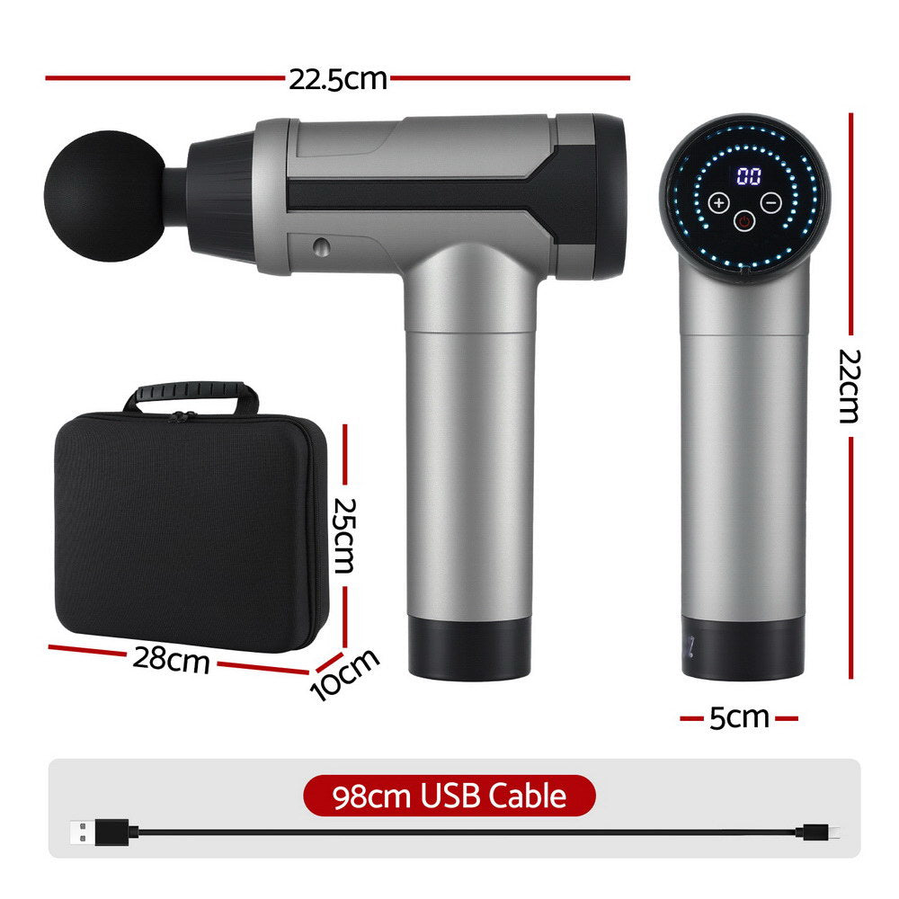 Everfit Massage Gun 30 Speed 6 Heads Vibration Muscle Massager Chargeable Black EZMUSCLE