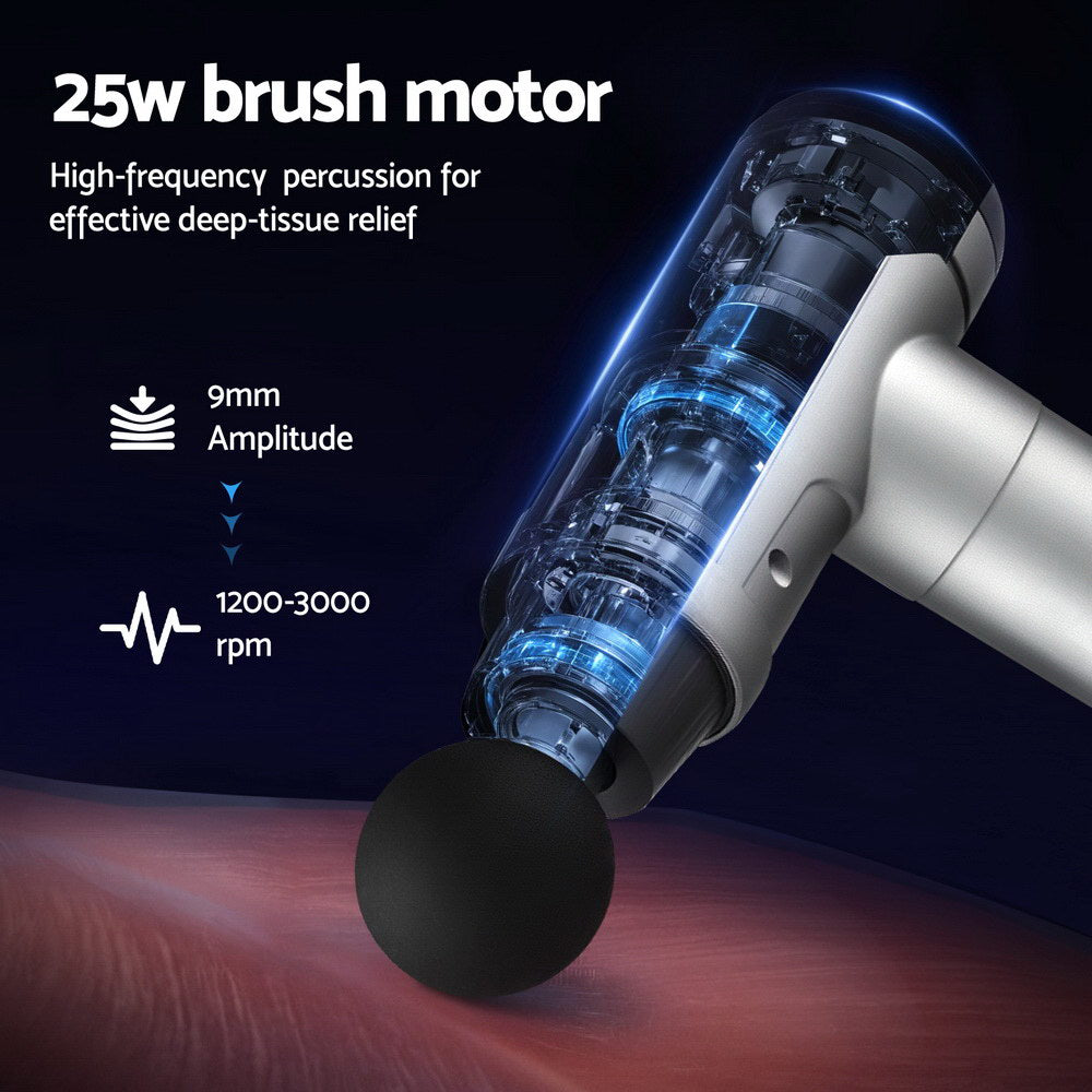 Everfit Massage Gun 30 Speed 6 Heads Vibration Muscle Massager Chargeable Black EZMUSCLE