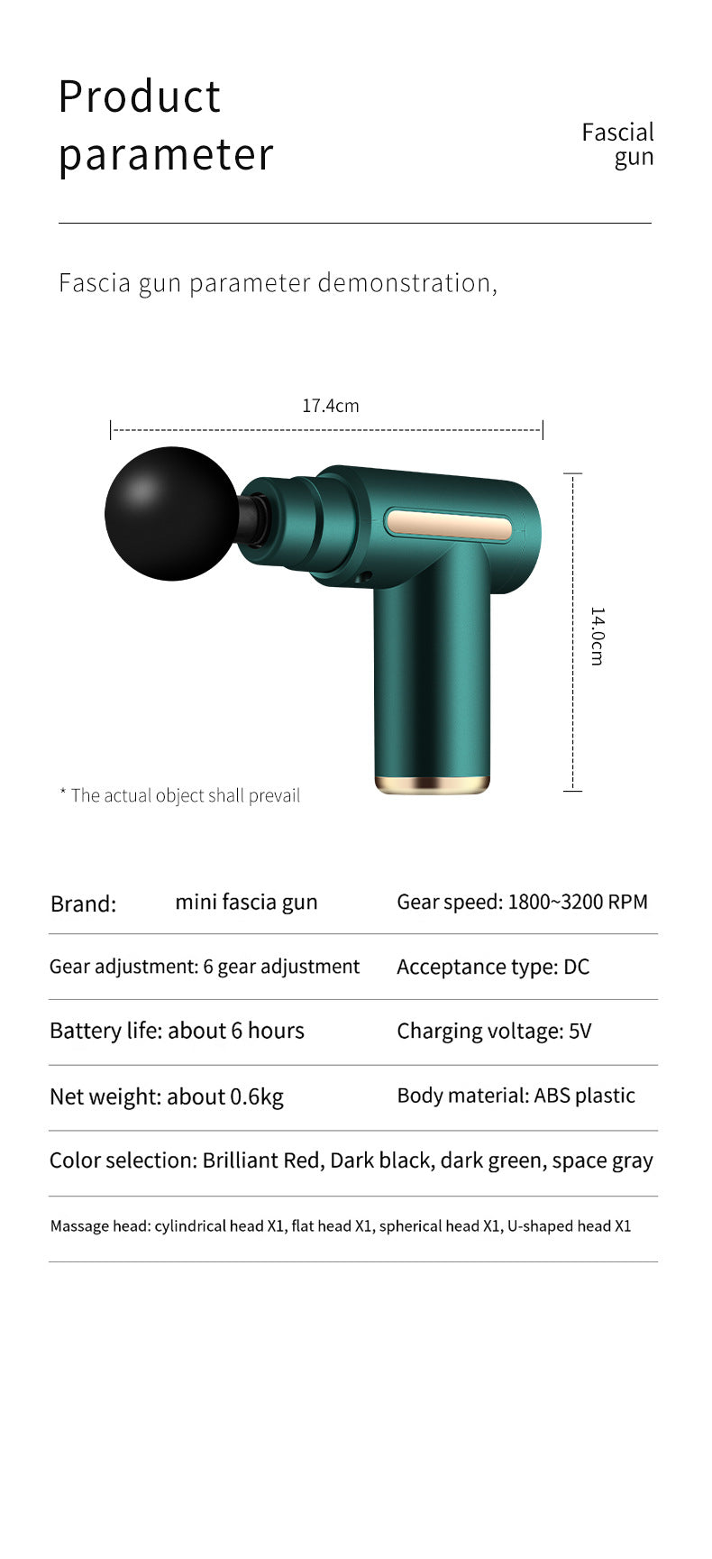 Compact Gray Massage Gun - Deep Tissue Muscle Massager with 4 Interchangeable Heads EZMUSCLE
