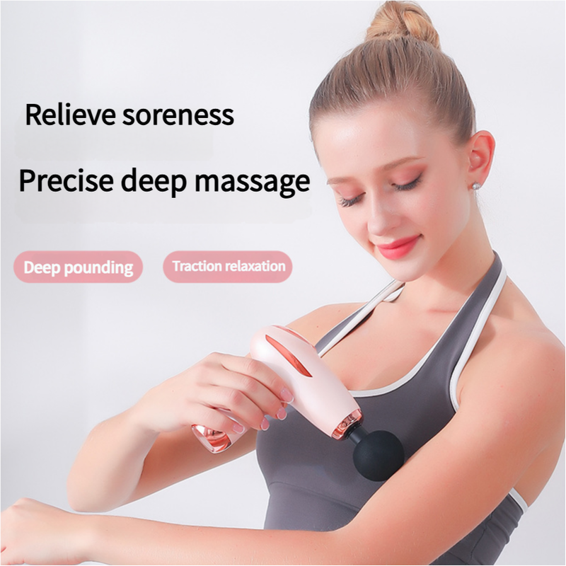 White Mini Portable Fascia Gun - 6-Speed Adjustable Muscle Massage Gun, Type-C Charging, 5W Power EZMUSCLE