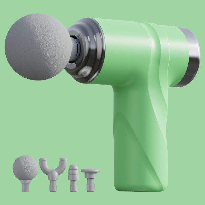 Light Green Mini Portable Massage Gun - Deep Tissue 6mm Relief with 4 Massage Heads and Bass Noise Cancellation EZMUSCLE