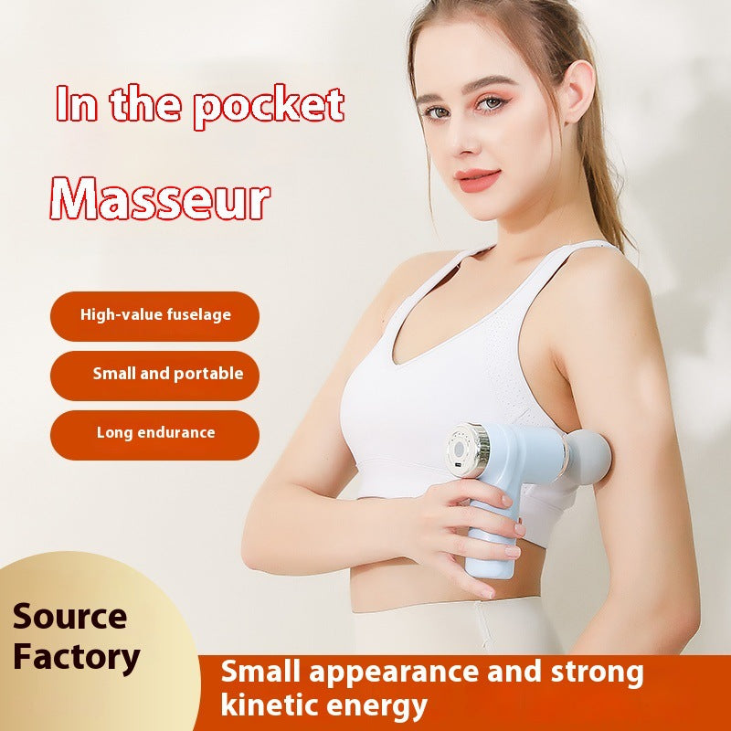 Light Green Mini Portable Massage Gun - Deep Tissue 6mm Relief with 4 Massage Heads and Bass Noise Cancellation EZMUSCLE