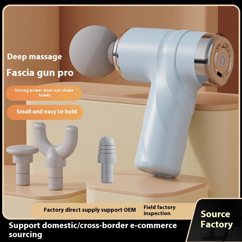 Light Green Mini Portable Massage Gun - Deep Tissue 6mm Relief with 4 Massage Heads and Bass Noise Cancellation EZMUSCLE