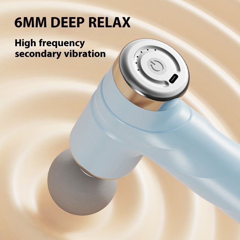 Light Green Mini Portable Massage Gun - Deep Tissue 6mm Relief with 4 Massage Heads and Bass Noise Cancellation EZMUSCLE